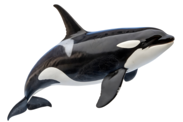 Majestic orca killer whale swimming gracefully isolated on transparent background