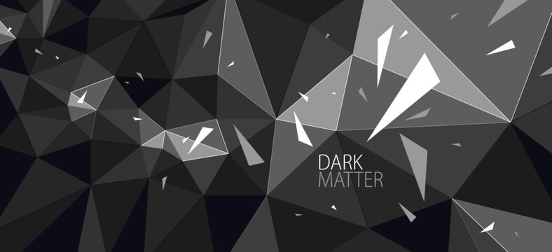 Dark polygonal vector abstract background, low poly surface with explosion of flying debris particles, 3D dynamism broken structure, motion force elements.