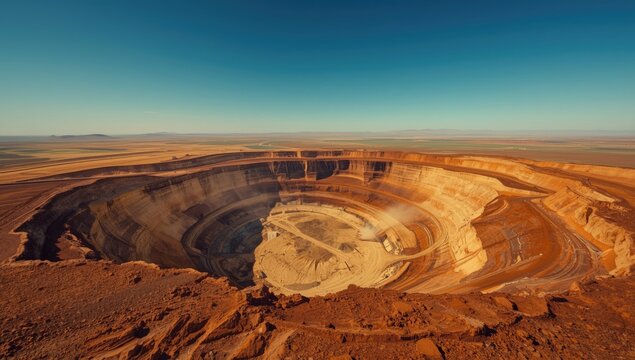 Gold mining operation in isolated Australia featuring open pit and spoil deposits, highlighting resource extraction