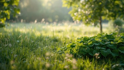 Lush leafy green vines in a garden setting, plant growth and horticultural care