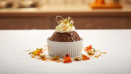 Creamy pudding in a dish with a glossy surface, suitable for a sweet course, World Dessert Day