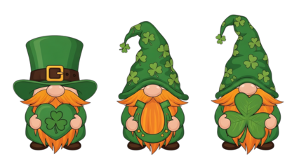 St Patrick’s Day Gnome Illustration with Shamrock and Green Hat