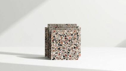 Obraz premium Collection of terrazzo and marble surface samples for architectural flooring, highlighting material diversity and craftsmanship