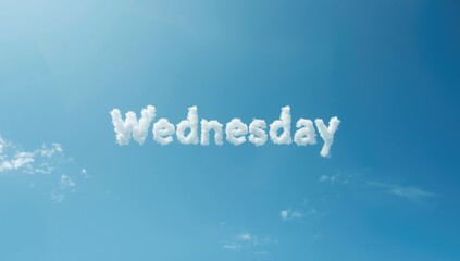 Wednesday sky with clouds and blue backdrop, suitable for editorial header and graphic layout