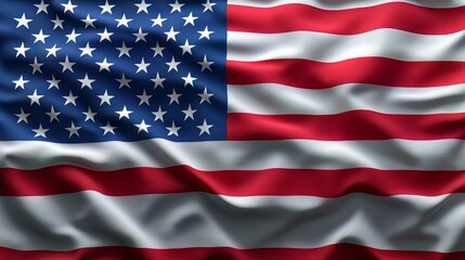 Obraz premium The American flag waving with red, white, and blue colors and white stars on a blue background