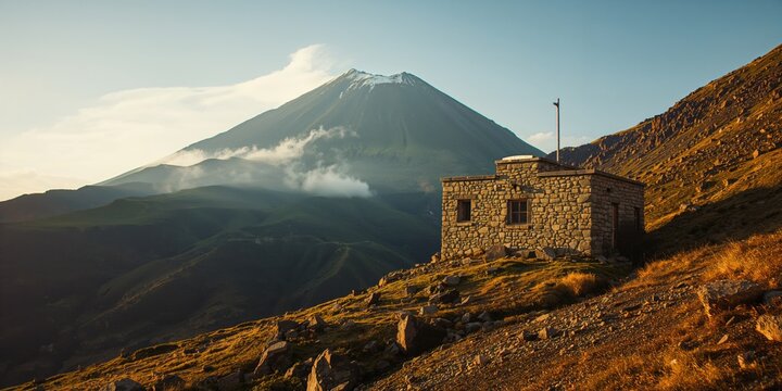 Cayambe Volcano shelter in Ecuador, designed for high-altitude mountain expeditions