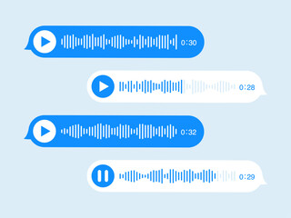 Voice Message Bubble UI Vector &ndash; Audio Chat Playback Interface with Waveform, Play Pause Controls for Mobile Messenger App