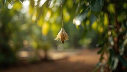 Seed of a hairy keruing tree with fuzzy surface, relevant for forestry and plant identification