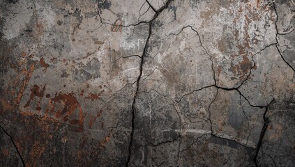 Obraz premium Concrete surface with abstract grunge textures in brown, black, and white, used for editorial headers