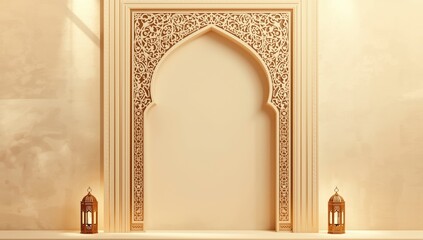 Detailed Islamic arch with intricate ornamental design architectural craftsmanship, cultural heritage
