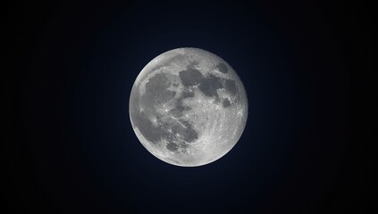 Naklejka premium Detailed moon at night, showcasing craters and glow for space observation or astronomy