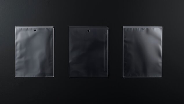 Black background with punched pockets, suitable for editorial header or graphic layout