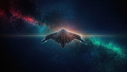 Faint outline of an alien spaceship viewed from below, suitable as a sci-fi layout backdrop, Space Exploration Day