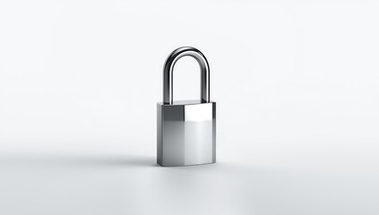 Fototapeta premium Metal padlock with silver finish, serving as a tool for securing belongings and ensuring safety