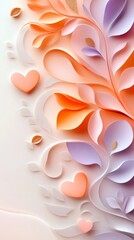 Mother's Day background featuring hearts and leaves with soft pastel colors