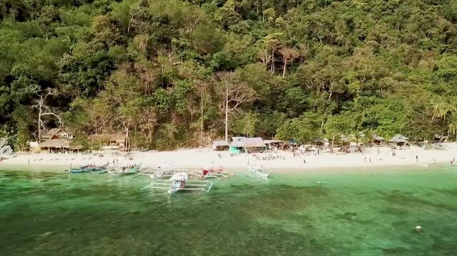 Philippine beaches in the Philippines on a sunny day, aerial footage recorded with a drone in FHD 1080 50fps H.264