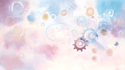 Global network innovation serene watercolor illustration technology connection digital art modern design concept