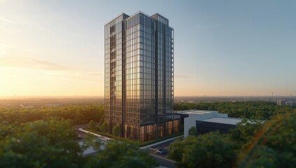 Contemporary condominium building facade emphasizing architectural style for city planning visuals