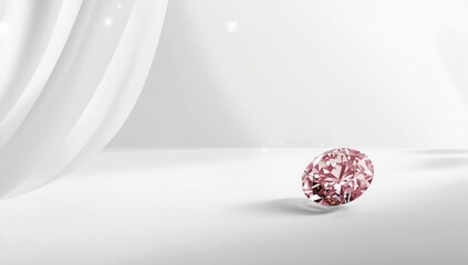 Pink diamond on a white backdrop highlighting gemstone quality and facets, ideal for jewelry layout or marketing, World Malaria Day