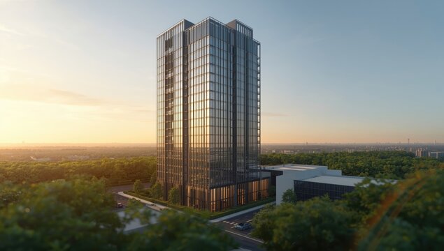 Contemporary condominium building facade emphasizing architectural style for city planning visuals