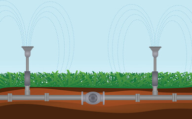 Irrigation system  pipeline. vector illustration