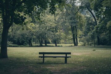Abandoned Bench in Peaceful Park
