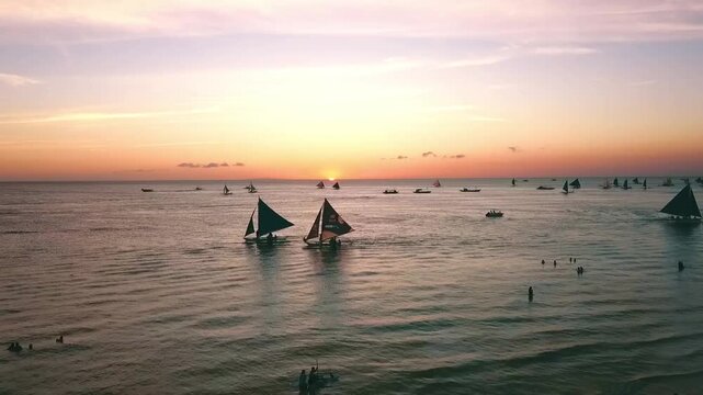 Philippine beaches in the Philippines on a sunny day, aerial footage recorded with a drone in FHD 1080 50fps H.264