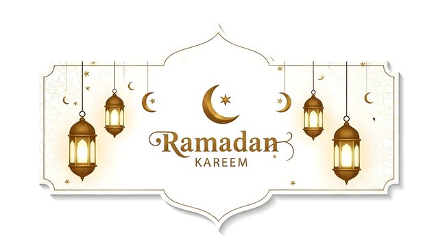 Ramadan Kareem Islamic Lanterns and Crescent Moon Greeting Card.