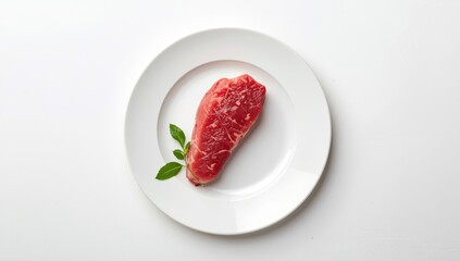 Uncooked beef serving on a white dish, highlighting raw meat handling practices