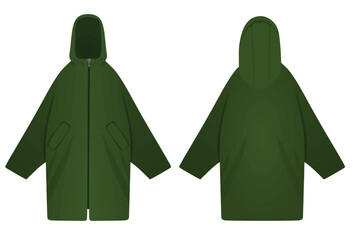 Green rain coat. vector illustration