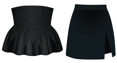 T shirt and mini skirt. vector