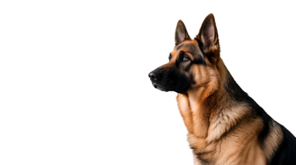 Portrait of a focused German Shepherd looking forward, high-quality isolated subject for domestic pet ownership marketing