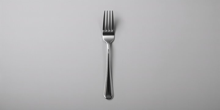 Studio scene with a clean fork on a reflective grey surface utensil maintenance, World Food Day