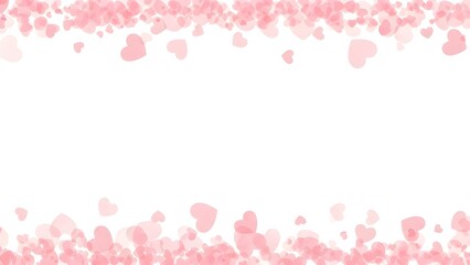 Pink hearts border background with copy space for text
