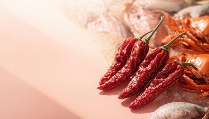 Market stand with dried red peppers, highlighting food processing and storage methods