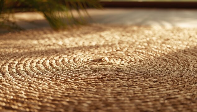 Text and layout background featuring sisal coconut fiber carpet, emphasizing natural, eco-friendly materials, Earth Day