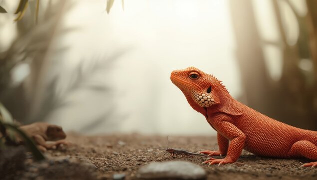 Red tegu lizard, Tupinambis rufescens, captured in natural habitat in Yucatan, Mexico, highlighting biodiversity