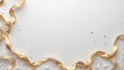 Festive white social media template decorated with gold ribbons, designed for holiday messages and seasonal posts