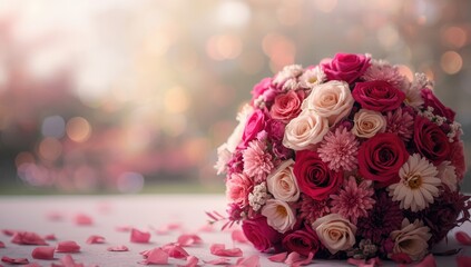 Romantic flower bouquet designed for Valentine celebration serving as a wallpaper background, highlighting floral artistry