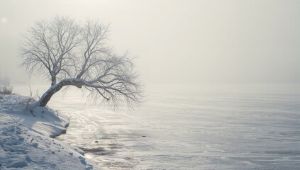 Ice-covered river surface, natural erosion risk, winter months