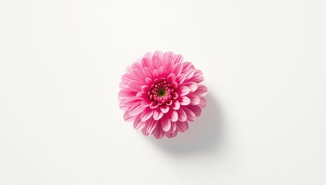 Close-up of a pink round flower on a white surface, used for decorative or botanical layouts