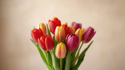 Naklejka premium Vivid spring tulips flowers isolated for seasonal floral display and background