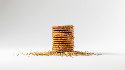 Multiple crispbread slices stacked for quick snack assembly, emphasizing healthy eating, World Food Day