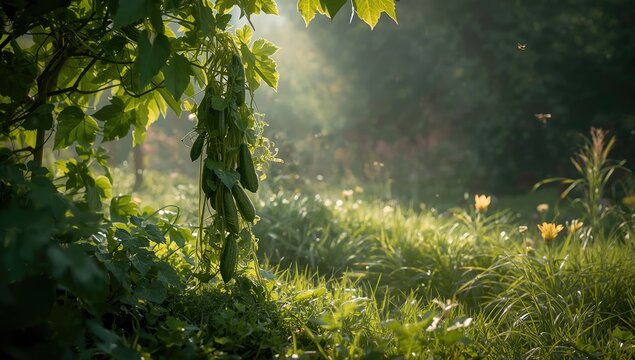 Young fruits of blustrum, velustra, petola, or ketola vines, sustainable harvest practices, Earth Day
