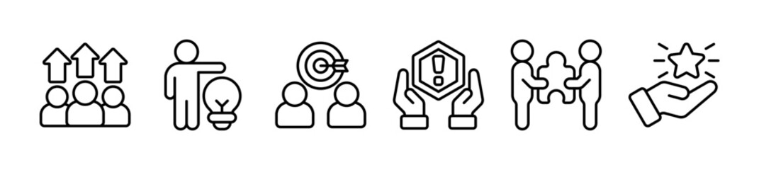 team building. Banner with keywords and icons