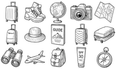 Vintage HandDrawn Travel Essentials