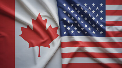 Powerful symbol of Canada and USA flags united, representing strong international relations and shared values for global business.