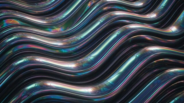 Shiny Wavy Metallic Surface with Reflections.