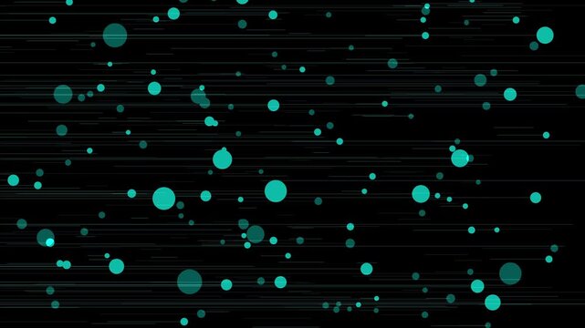 青い点と線のアニメーション。黒背景。