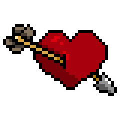 Fototapeta premium Vector Pixel Art Icon of Arrowed Heart